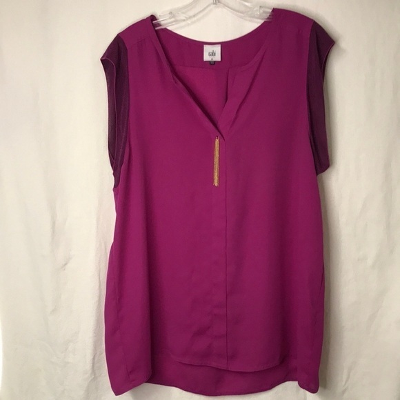 CABI Women’s Tunic Size M Fuchsia with chain detail - Picture 1 of 12